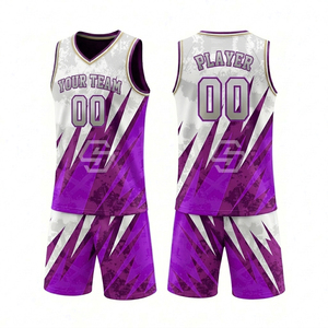 Ensemble de maillot et short de basket-ball pour adultes entièrement personnalisé, design personnalisé, respirant, uniforme de basket-ball haute performance - Product Image 2