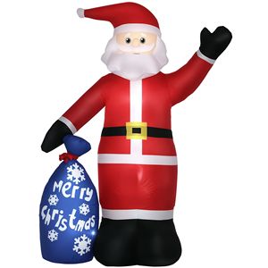 8ft LED <b>Christmas</b> <b>Inflatables</b> Outdoor Smiling Santa Claus Gift Bag Blow-Up Yard Decorations for Lawn Holiday Yard Decorations - Product Image 1