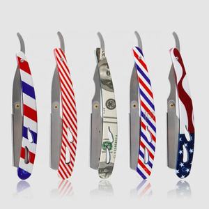 Navaja de Afeitar Plegable de Acero Inoxidable con Hoja Recta para Cortar Barba, Cuchilla Única, para Cuidado Masculino, Tipo Barbero - Product Image 1