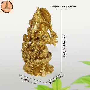 Grande statue de dieu en laiton |   Dieu hindou de la chance, décoration de temple domestique - Product Image 2