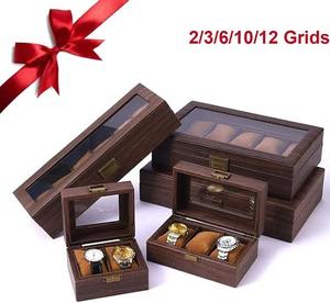 Caja de Reloj de Madera Rectangular de Lujo con Tapa de Vidrio, Organizador de Almacenamiento para 2 Relojes, Estuche de Exhibición de Relojes Hecho a Mano - Product Image 4