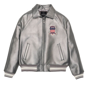 Custom Avirex Men's PU Bomber <b>Jacket</b> With Embroidered Patch Front Zipper Turn-down Collar Casual Style Autumn Wear Bomber <b>Jacket</b> - Product Image 1