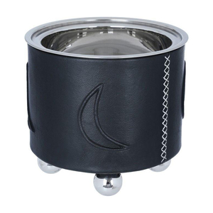 <b>Black</b> Leather And Silver Casserole Featuring A Crescent Moon Motif Stylish Chafing Dish Crafted For Elegant Dining And Serving - Product Image 2