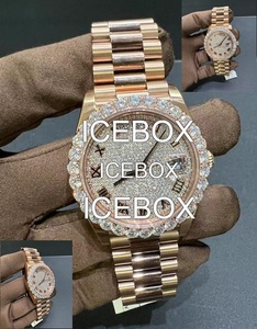 Reloj de Pulsera con Caja de Acero Inoxidable, Esfera de Cristal, Totalmente Adornado con Diamantes Moissanite, Resistente al Agua 10 Bar, Cierre de Pulsera - Product Image 4