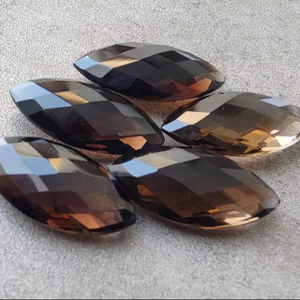 Quartz fumé naturel, forme marquise, taille briolette, taille à carreaux, pierre précieuse calibrée, pierre en vrac pour la création de bijoux - Product Image 1