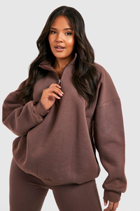 Conjunto de 2 piezas para mujer, sudadera con media cremallera y leggings, chándal informal a juego, color marrón - Product Image 2