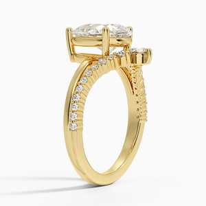 Bianca <b>Split</b> Shank Moissanite Engagement <b>Ring</b> with Three Stone Design 14K Gold Plated 925 Silver GRA Certified Pave Setting - Product Image 2