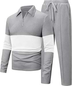 Ensemble 2 pièces pour homme, tenue décontractée hip-hop d'automne, sweat-shirt à fermeture éclair 1/4 et pantalon, survêtement de sport, vêtements de détente - Product Image 5