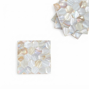 Juego de posavasos cuadrados de lujo con incrustaciones de nácar, mosaico de conchas marinas naturales, para mesa de café, hotel, restaurante, vajilla. - Product Image 2