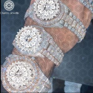Charm_Jewells Luxury Women's <b>Diamond</b> Encrusted Stainless Steel Analog Quartz <b>Watch</b> Round Case 40mm Folding Clasp - Product Image 4