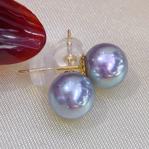 Pendientes de Perlas Dobles de Oro de 18k con Cuentas Grandes de 11-10 mm y Cuentas Pequeñas de 7-6 mm, con Perlas de Espejo de Alta Calidad y Fuerte Brillo para Doble Uso - Product Image 3