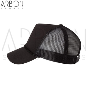 Casquettes 5 panneaux ajustables noires unies de haute qualité avec logo personnalisé, effet délavé, pour hommes – Meilleures ventes - Product Image 4