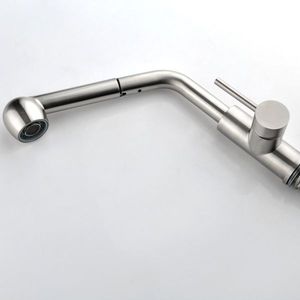 Rubinetto da Cucina con Doccetta Estraibile a Doppia Maniglia, Miscelatore Monocomando in Acciaio Inox Lucido e Ottone per Lavello - Product Image 1