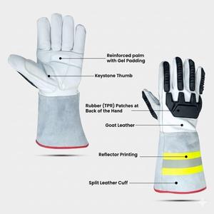 Gants de pompier en cuir robuste de haute qualité avec revêtement texturé, manchette réfléchissante en Kevlar, résistants à la chaleur et aux chocs, équipement de sécurité - Product Image 4