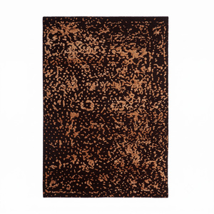 Alfombra de Lana Marrón Oscuro con Diseño Floral, Antideslizante, Ecológica, Hecha a Mano, Estilo Vintage, Texturizada, para Sala de Estar - Product Image 1