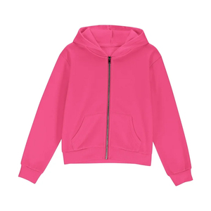 Women's Winter Knitted <b>Cropped</b> <b>Zip</b>-<b>Up</b> Hoodie Sweatshirt Blank Hooded Jacket Front Custom OEM ODM 100% Cotton Clothing Supplier - Product Image 2