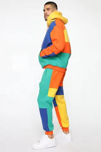 Wholesale Winter Pullover Color Block Regular Fit Mens Hooded Custom Tracksuit Custom Logo Winter Heavyweight Hoodie And Jogger - Product Image 2