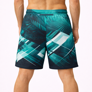 Pantalones Cortos Deportivos para Hombre con Estampado Geométrico, de Poliéster, con Cordón Ajustable, para Entrenamiento, con Logotipo Personalizado, Suministro al por Mayor MOE - Product Image 3