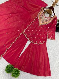 Nuevo Conjunto de Salwar Kameez para Mujer, Diseño de Fiesta, Bordado en Seda Simar, Top y Dupatta con Kurti y Pantalón, en Existencia - Product Image 6