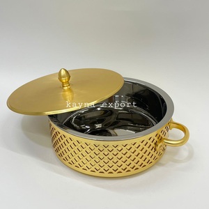 Bol de service rond en acier inoxydable avec couvercle, couleur argent, équipement de maintien au chaud - Product Image 3