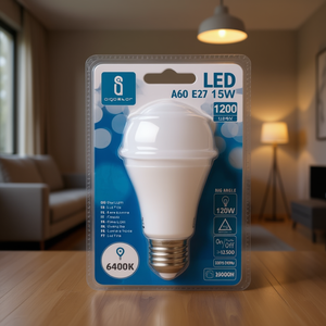 Lampadina LED A60 E27 15W 6400K Luce Diurna 1200Lm Ampio Angolo 25000H Durata - Product Image 3