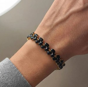 Pulsera con Dije de Ónix Negro Corte Ovalado, Plata de Ley 925, Chapado en Oro, Joyería de Piedras Preciosas Hecha a Mano, Elegante y de Lujo, para Fiestas y Eventos - Product Image 4