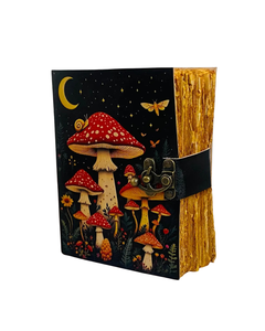 <b>Mushroom</b> Leather Grimoire Journal Handmade Vintage Fantasy Notebook <b>Book</b> of Shadows Rustic Writing Diary for Nature Lovers - Product Image 1