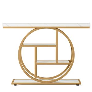 Mesa Consola Industrial de 4 Niveles con Base Circular para Sofá o Entrada - Product Image 5