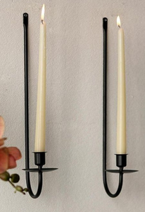 ชุดเชิงเทียนติดผนังเหล็กสีดำ 2 ชิ้น สำหรับตกแต่งบ้าน - Product Image 1
