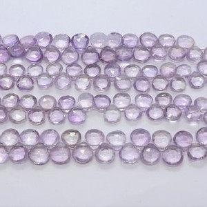 Perles d'améthyste rose naturelle facettées en forme de cœur 7-8 mm, perles d'améthyste en forme de cœur, perles d'améthyste pour la fabrication de bijoux, 8 pouces - Product Image 6