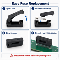 Support de fusible PCB BLX-A 5x20mm avec couvercle articulé 6.3A 250V, montage traversant pour fusible en verre ou en céramique