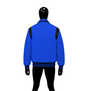 LUXURY <b>BLUE</b> WOOL LETTERMAN WOOL VARSITY JACKET FOR <b>MEN'S</b> PREMIUM ATHLETIC Accents Regular Fit Turn-down Collar Single Breasted - Product Image 2