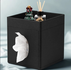 Boîte à mouchoirs carrée en métal noir, écologique et durable, distributeur de mouchoirs, accessoire moderne pour salle de bain, hôtellerie - Product Image 2