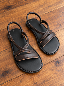 Chaussures d'été décontractées unisexes en cuir noir de qualité supérieure, respirantes, légères, à brides croisées, élégantes et confortables, vente en gros OEM - Product Image 3