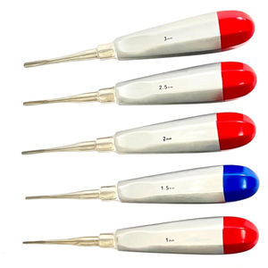 Juego de microelevadores de raíces de acero inoxidable alemán, premium, rectos, paquete de 6 piezas (0.75mm - 3mm), reutilizables, codificados por colores, Atraumat - Product Image 3