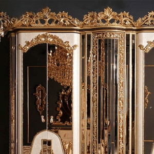 Armoire de luxe de style palais royal européen en acajou massif sculpté avec miroir doré, meuble de chambre classique antique pour chambre principale de villa - Product Image 2