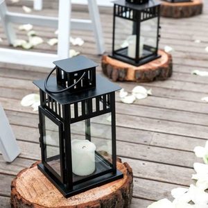 Lanterne rectangulaire en métal noir poli, fabriquée à la main, écologique, durable, porte-bougie en fer pour l'extérieur, pour le jardin, Noël - Product Image 6