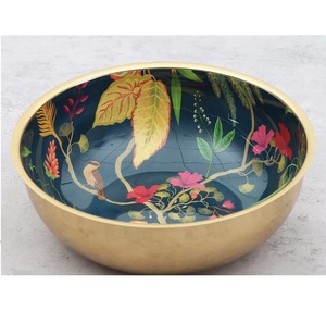 Tazón de Metal Decorativo para Servir Alimentos, con Acabado Esmaltado y Curvado a Mano, para Uso Diario en el Hogar y para Viajes - Product Image 3