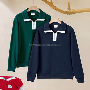 Haute qualité sport col zippé sport actif sweats à capuche hommes et femmes décontracté contraste couleur col 380g sweat - Product Image 1