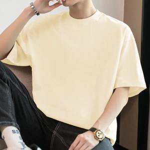 Camiseta de Manga Corta Holgada de Punto para Hombre, Estilo Americano, de Poliéster/Algodón de Alto Gramaje, Camiseta Básica de Verano - Product Image 4