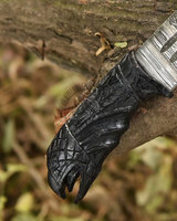 Nouvelle édition, couteau Viking Bowie artisanal de 11 pouces, couteau de chasse en acier Damas, manche gravé avec un corbeau, couteau de survie à lame fixe de collection
