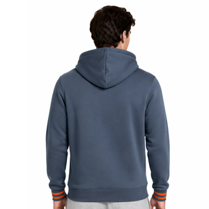 Sweat à capuche pour homme tendance et très demandé, couleur rose poussiéreuse, avec poignets rayés gris, style streetwear pour homme, sweat à capuche pull-over - Product Image 4