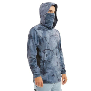 Customizable Men's UPF 50+ Sun Protection Long Sleeve Shirt Solid <b>Lightweight</b> <b>Hoodie</b> Mask for Summer Fishing Outdoor UV - Product Image 3