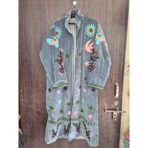 Luxury Bohemian Suzani Winter Regular Velvet Woven Breathable Hand Embroidered Floral <b>Stand</b> Women's Vintage Style Eco-Friendly - Product Image 3