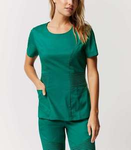 GLOWING NEON INDUSTRY Women's Doctor Scrub <b>Top</b> Set V-Neck Short Sleeve Rayon Woven Fabric Seamless Fusing Hospital Uniform - Product Image 4