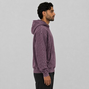 Sudadera con Capucha para Hombre de Alta Calidad, 100% Algodón, Lavado Ácido, Personalizada, Transpirable, con Forro Polar, Suministro OEM, Invierno, Color Sólido, Casual, con Bolsillo y Logotipo Impreso - Product Image 2
