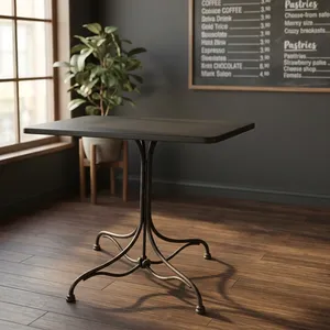 Table de bistrot carrée en métal industriel, table d'appoint moderne pour hôtel, café - Product Image 1