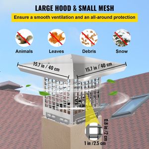 Tapas de chimenea de acero inoxidable 304 de 8 x 8 pulgadas, ajustables, con tornillos y arrebatacoras de metal, para piezas de chimenea - Product Image 5