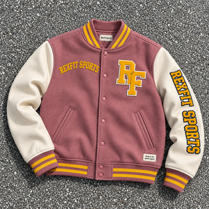 Veste de sport RexFit unisexe, style Letterman, manches en chenille surdimensionnées, typographie personnalisée, boutons pression, streetwear, OEM - Product Image 3
