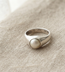 Bague de luxe en argent sterling 925 avec perle blanche naturelle, plaquée or rose et or jaune, faite à la main, cadeau de mariage - Product Image 6